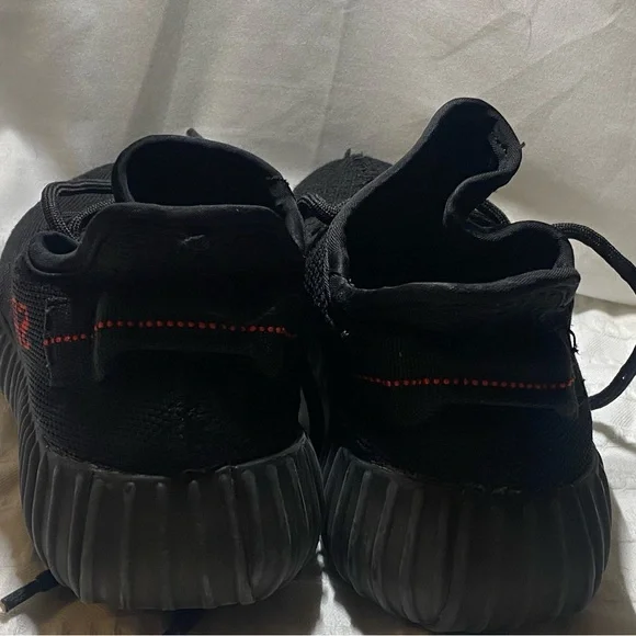 Black and Red Yeezy Boost 350 V2 Sneakers - Picture 4 of 5
